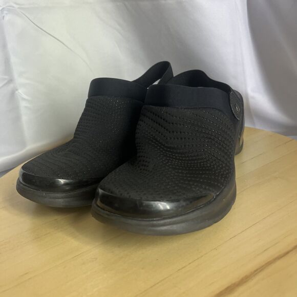 Bzees Shoes Womens 9M Kitty Slingback Clogs Black Round Toe Comfort Wedge - Picture 3 of 13